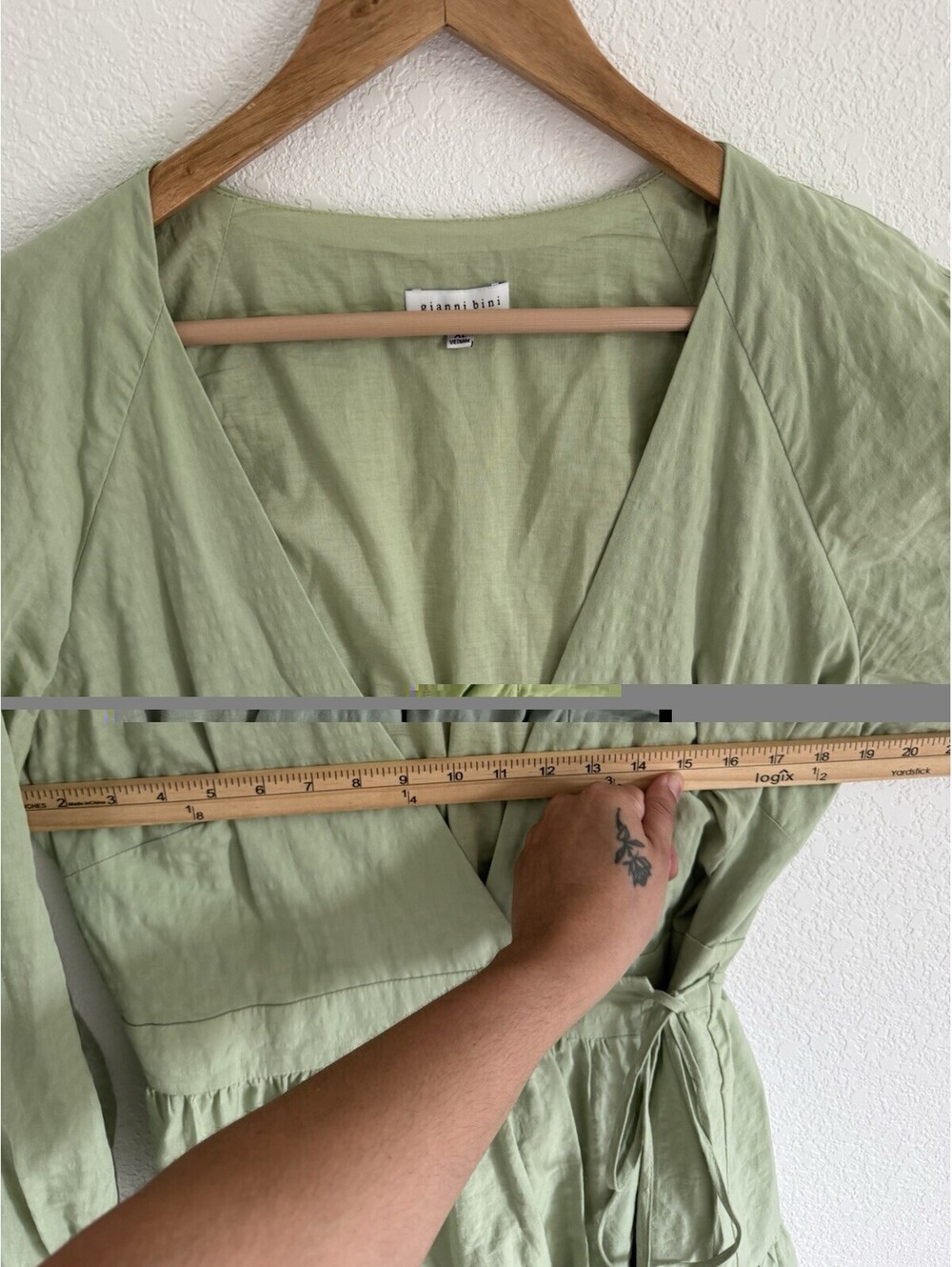 Gianni Bini Shelley V-Neck Long Sleeve Wrap Dress Sage Color Size Size X-Large - Picture 5 of 6